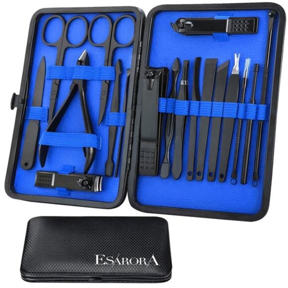 Manicure Set,18 In 1 Stainless Steel Professional Pedicure Kit Nail Scissors - Picture 1 of 8